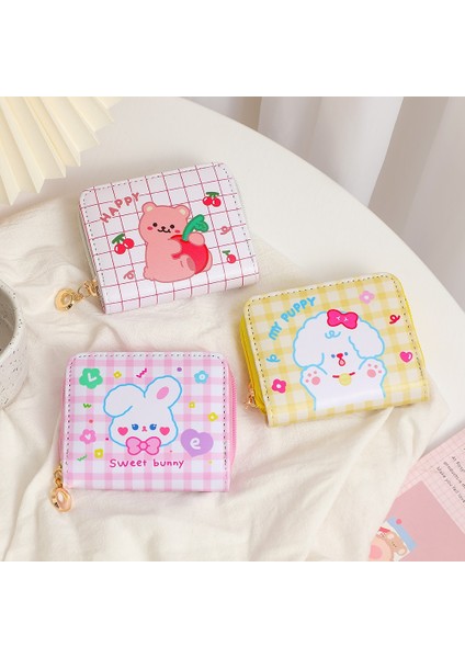 Yeni Kawaii Deri Kadın Cüzdan Ayı Köpek Baskı Kız Çantalar Öğrenci Kartı Sahipleri Fermuarlı Bozuk Para Cüzdanı Çocuklar Hediye (Yurt Dışından) fırsatları