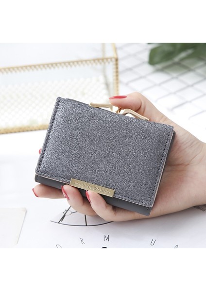 2022 Kadın Parlak Cüzdan Üç Kat Cüzdan Cartera Mujer Bayanlar Para Cebi Kadın Çanta Basit El Çantası Portefeuille Femme (Yurt Dışından) fiyatları
