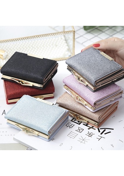 2022 Kadın Parlak Cüzdan Üç Kat Cüzdan Cartera Mujer Bayanlar Para Cebi Kadın Çanta Basit El Çantası Portefeuille Femme (Yurt Dışından) modelleri