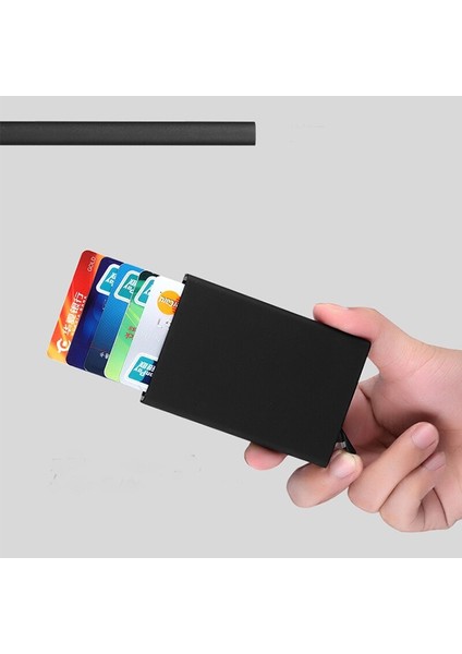 Kredi Kartı Tutucu Erkekler Ince Anti Korumalı Seyahat Kimlik Kartı Sahibi Kadın Rfid Cüzdan Metal Kasa Porte Carte (Yurt Dışından) fırsatları