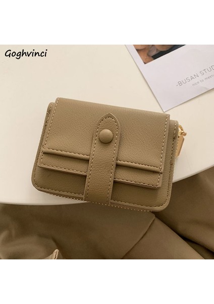 Pu Deri Kısa Cüzdan Kadın Çoklu Kart Yuvası Katlanır Para Çantaları Moda Ins Kore Zarif Taşınabilir Kart Tutucu Doku Çanta (Yurt Dışından)