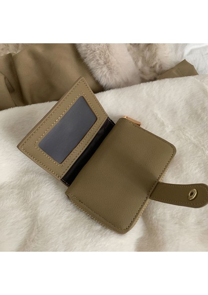 Pu Deri Kısa Cüzdan Kadın Çoklu Kart Yuvası Katlanır Para Çantaları Moda Ins Kore Zarif Taşınabilir Kart Tutucu Doku Çanta (Yurt Dışından) fırsatları