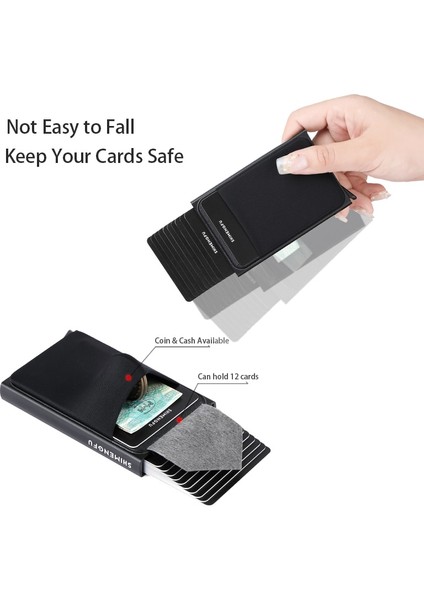 Pop Up Rfıd Kımlık Kartı Tutucu Erkek Cüzdan Mini Paket Alüminyum Metal Koruyucu Donanım Saklama Çantası Akıllı Hızlı Bırakma Kadın Çanta (Yurt Dışından) fırsatları