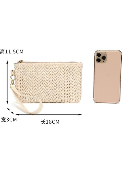 Dokuma Çanta Moda Bayan Bileklik Debriyaj Kadın Günlük Para Telefonu Debriyaj Katı Saman Dokuma Bozuk Para Cüzdanı Plaj Cüzdan Kart Çantası (Yurt Dışından) fiyatları