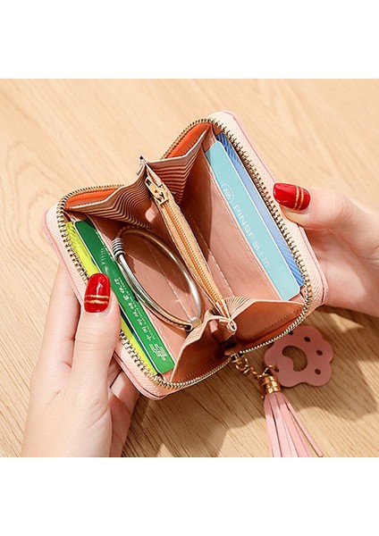 Süper Sevimli Kedi Paw Baskılar Püskül Kadın Cüzdan Kısa Deri Küçük Cüzdan Kadın Fermuar Bozuk Para Çantaları Para Kart Tutucu Çanta (Yurt Dışından) fiyatları