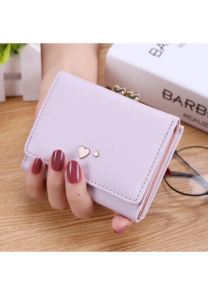 Kısa Aşk-Kalp Desen Kadın Cüzdan Üç Katlı Kart Tutucu Moda Çile Para Çantası Düz Renk Bozuk Para Cüzdanı Bayanlar Küçük Debriyaj (Yurt Dışından) modelleri