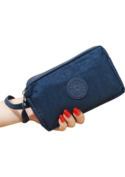 Düz Renk Kadın 3 Katmanlı Zip Kanvas Bileklik Para Telefonu Çanta (Yurt Dışından) fiyatları