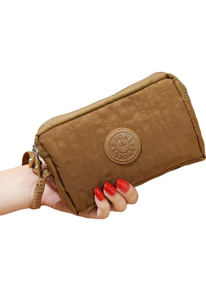 Düz Renk Kadın 3 Katmanlı Zip Kanvas Bileklik Para Telefonu Çanta (Yurt Dışından) modelleri