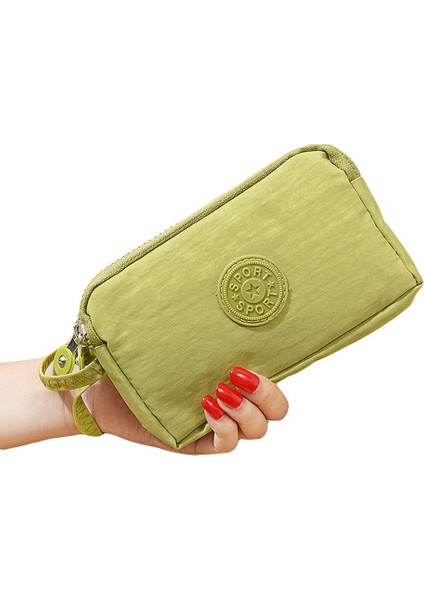 Düz Renk Kadın 3 Katmanlı Zip Kanvas Bileklik Para Telefonu Çanta (Yurt Dışından) fırsatları