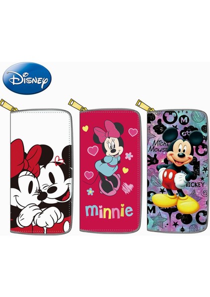 Disney Mickey Mouse Uzun Cüzdan Kadınlar Için Minnie Yüksek Kapasiteli Çok Fonksiyonlu Cüzdan Zip Bozuk Para Cüzdanı Kadın Kart Tutucu Debriyaj (Yurt Dışından)