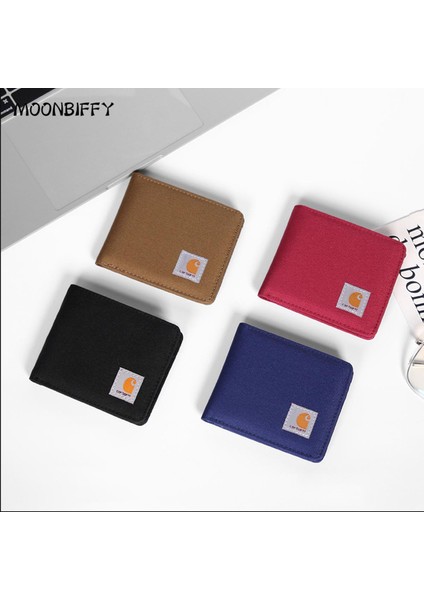 2022 Yeni Kısa Moda Trendi Cüzdan Erkek Kadın Bozuk Para Cüzdanı Rahat Kredi Kartı Tutucu Kanvas Kumaş Küçük Para Cüzdanı Carteras (Yurt Dışından)