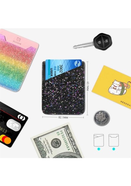 1 Adet Yapışkanlı Etiket Telefon Cebi Cep Telefonu Kart Üzerinde Sopa Cüzdan Esnek Kredi Kartları Kimlik Kartı Tutucu Kılıfı Kol (Yurt Dışından) indirimleri
