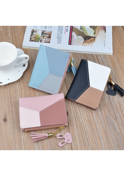 Yeni Kadın Sevimli Cüzdan Geometrik Cep Çanta Kart Tutucu Pembe Patchwork Cüzdan Bayan Kadın Moda Kısa Bozuk Para Cüzdanı Para Çantası (Yurt Dışından) modelleri