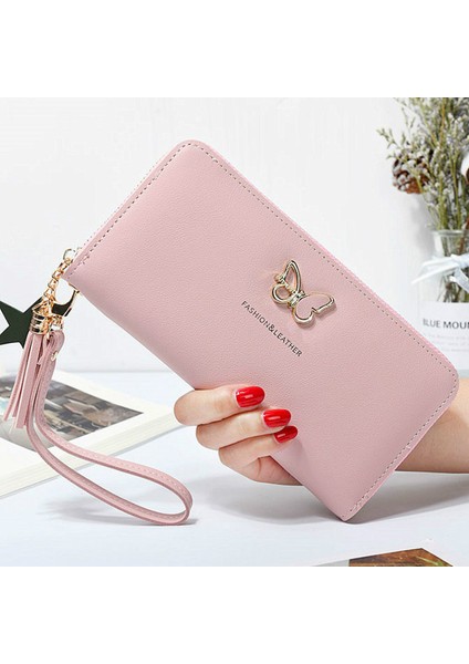 Kadınlar Için Lüks Moda Cüzdanlar 2022 Yeni Kelebek Uzun Cüzdan Pu Düz Renk Fermuarlı El Çantası Bayan Uygun Bozuk Para Cüzdanı (Yurt Dışından) fırsatları