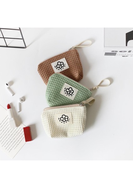 Sevimli Waffle Bozuk Para Cüzdanı Yaz Çiçekleri Küçük Saklama Çantası Taşınabilir Bilek Çantası (Yurt Dışından)