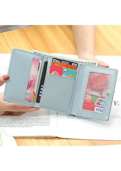 Yeni Sevimli Karikatür Desen Küçük Cüzdan Öğrenci Üç Katlı Cüzdan Kadın Çoklu Kart Küçük Cüzdan Bayan Kart Tutucu Bozuk Para Cüzdanı (Yurt Dışından) modelleri
