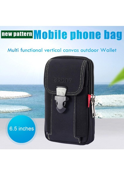 [erkekler Için Cüzdan] Gündelik Taşınabilir Çok Fermuarlı Kanvas Bel Kemeri Serseri (Yurt Dışından)