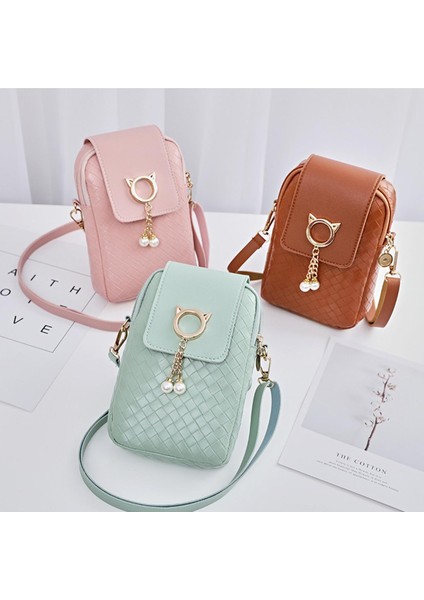 Sıcak 2021 Ilkbahar Yaz Mini Çapraz Vücut Cep Telefonu Omuz Çantası Dokuma Inci Püskül Kapak Tarzı Kadın Çantası Omuz Çapraz Çanta (Yurt Dışından)