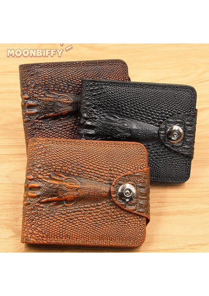 Erkek Cüzdan Deri Hakiki Kısa Çanta Billetera Hombre Cüzdan Vintage Stil Cartera Hombre Timsah Cüzdan Erkekler Için Carteras (Yurt Dışından)