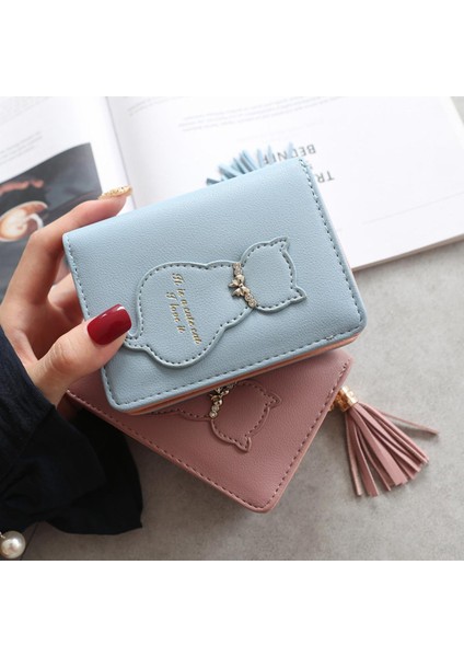 Kadın Çanta Cüzdan Püskül Kısa Kedi Fermuar Bozuk Para Cüzdanı Küçük Tutucu Kart Çanta Cüzdan Çanta Carteira Portefeuille Femme (Yurt Dışından)