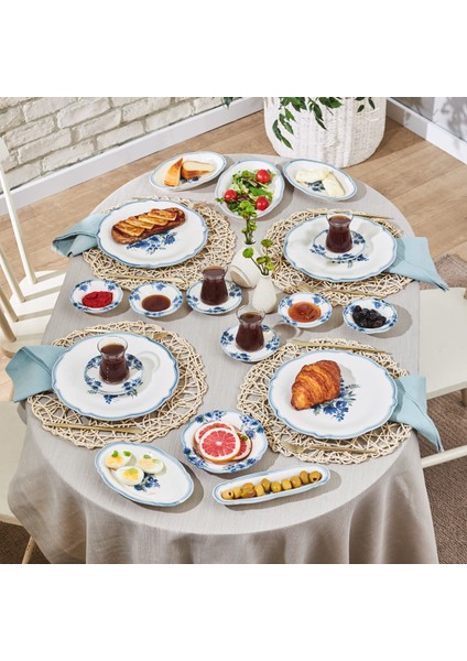 Nostalji 32 Parça 6 Kişilik Stoneware Kahvaltı Servis Seti