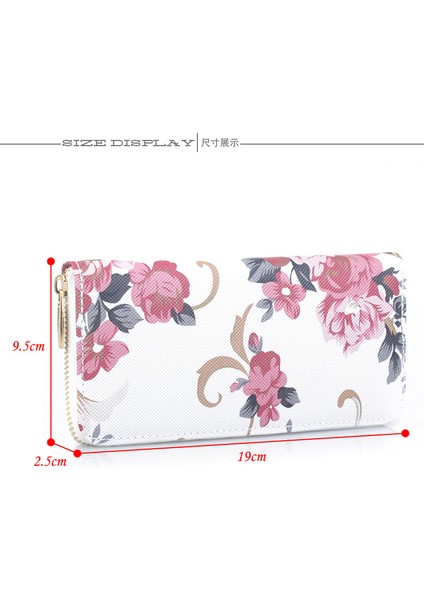 2021 Moda Kadın Gül Desenli Cüzdan Uzun Çanta Moda Vahşi Fermuarlı El Çantası Çoklu Kart Cüzdan Kart Tutucu Cartera (Yurt Dışından) fiyatları