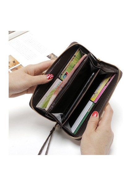 2021 Moda Kadın Gül Desenli Cüzdan Uzun Çanta Moda Vahşi Fermuarlı El Çantası Çoklu Kart Cüzdan Kart Tutucu Cartera (Yurt Dışından) modelleri