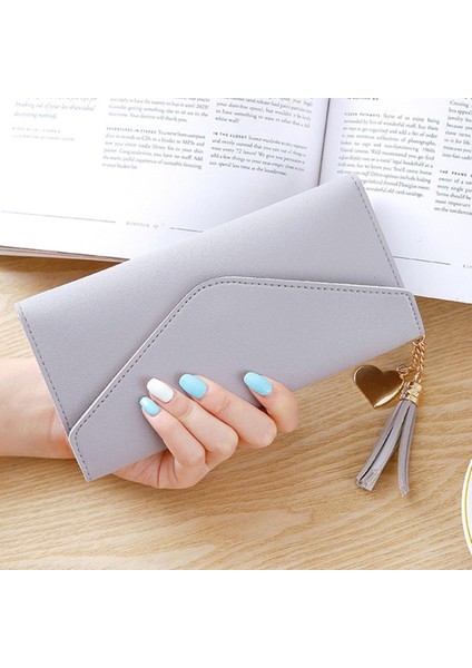 Kadın Cüzdan Lüks Tasarımcı Trendy Kalp Şeklinde Uzun Debriyaj Çanta Kolye Cüzdan Çok Fonksiyonlu Lychee Desen Bozuk Para Cüzdanı (Yurt Dışından)