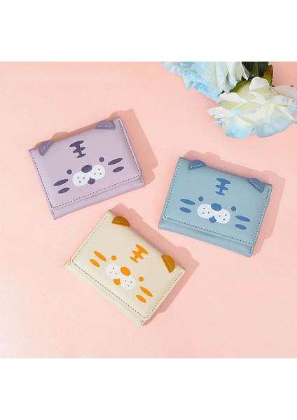 Kadın Küçük Cüzdan Karikatür Kaplan Cüzdan Üç Katlı Pu Çile Bozuk Para Cüzdanı Çoklu Kart Yuvası Kart Tutucu Koruyucu Kapak Kılıf (Yurt Dışından)