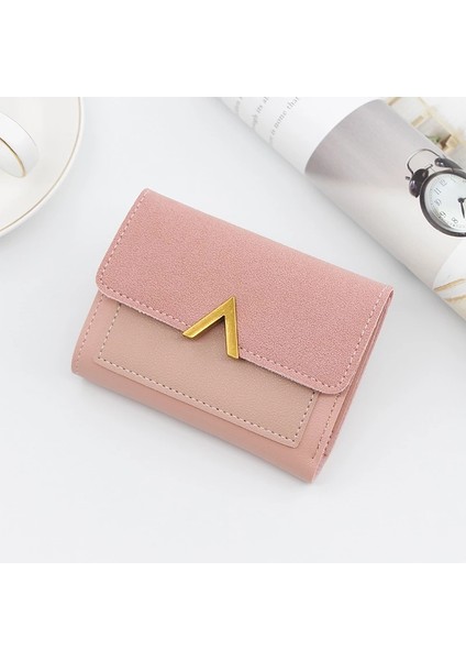 Kadın Kısa Düz Renk Cüzdan Kadın Moda Metal Toka Bozuk Para Çantaları Bayanlar Üç Katlı Mini El Çantası Para Klipsi (Yurt Dışından) fiyatları