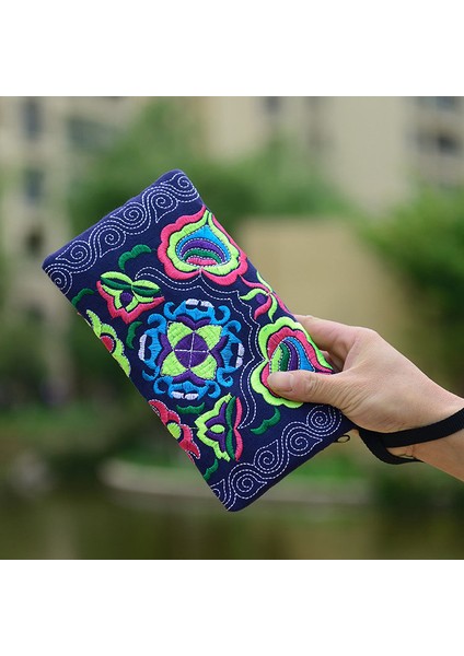 Yeni Kadın Vintage Etnik Çiçek Işlemeli Para Debriyaj Uzun Cüzdan Bozuk Para Cüzdanı Kart Tutucu Çanta (Yurt Dışından) fırsatları