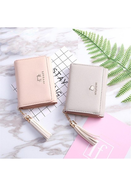 Sevimli Kadın Cüzdan Deri Kart Sahibinin Mini Püskül Küçük Cüzdan Bozuk Para Cüzdanı Kadın Kız Kart Durumda Kısa Çoklu Kart Cep Cüzdan (Yurt Dışından)