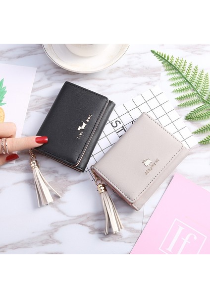 Sevimli Kadın Cüzdan Deri Kart Sahibinin Mini Püskül Küçük Cüzdan Bozuk Para Cüzdanı Kadın Kız Kart Durumda Kısa Çoklu Kart Cep Cüzdan (Yurt Dışından) fırsatları
