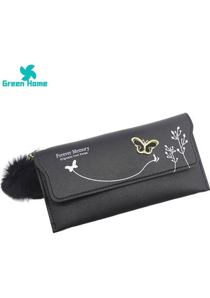 Yeşil Ev Kart Sahibi Hafif Çok Yuvalı Peluş Top Kadın Cüzdan (Yurt Dışından)