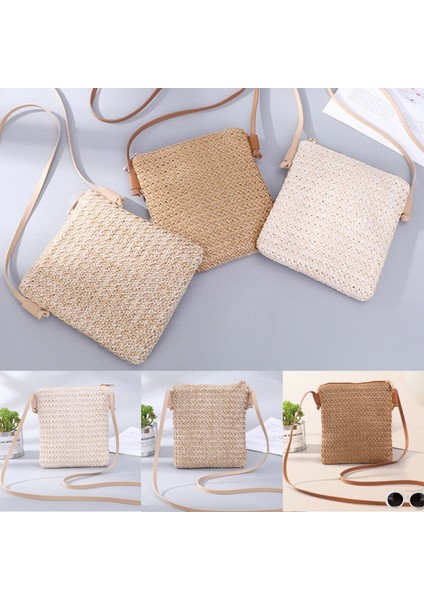 3 Renk Kadın Moda Yaz Hasır Omuz Çantaları Kadın El Dokuma Plaj Crossbody Küçük Çanta Bozuk Para Çantaları (Yurt Dışından) fiyatları
