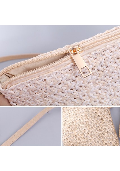 3 Renk Kadın Moda Yaz Hasır Omuz Çantaları Kadın El Dokuma Plaj Crossbody Küçük Çanta Bozuk Para Çantaları (Yurt Dışından) indirimleri