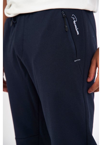 Erkek Lacivert Paçası Lastikli Eşofman Altı