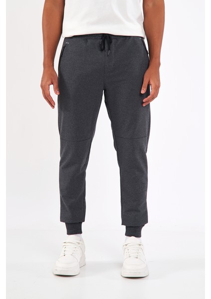 Erkek Antrasit Slim Fit Jogger Cep Nakış Fermuar Detaylı Eşofman Altı fiyatları