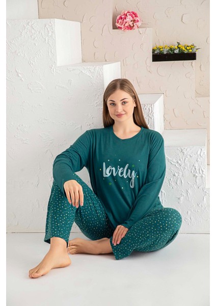 Kadın Yuvarlak Yaka Geniş Battal Beden Viskon Cepli Büyük Beden Mevsimlik Pijama Takımı indirimleri