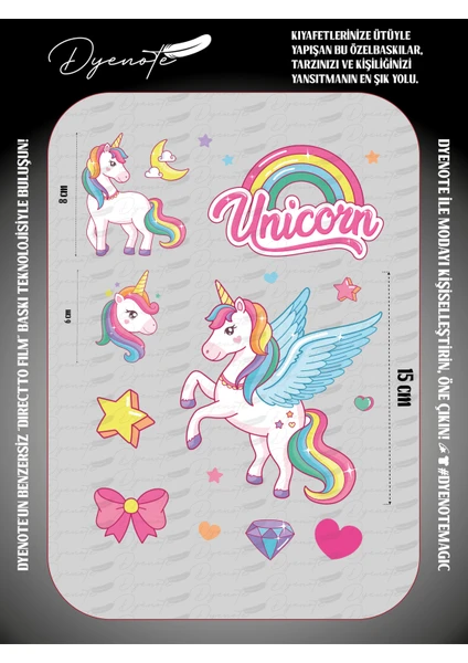 Unicorn At Renkli Colorful Press Tekstil Ütü Ile Yapışabilen Transfer Baskı Kağıdı Dtf Baskı