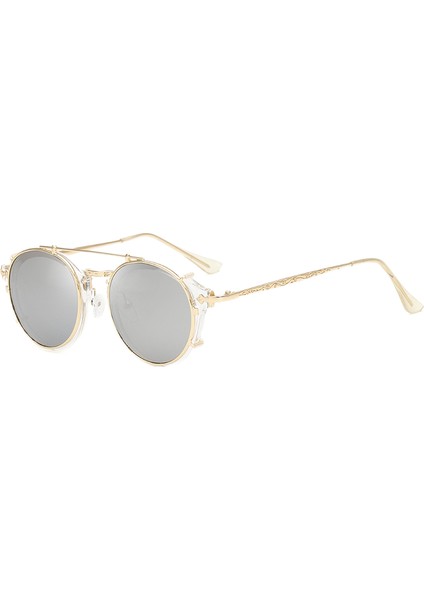 Wekity Vintage Güneş Gözlüğü Kadın Erkek Uv Koruma Retro Yuvarlak Aynalı Lens (Yurt Dışından)