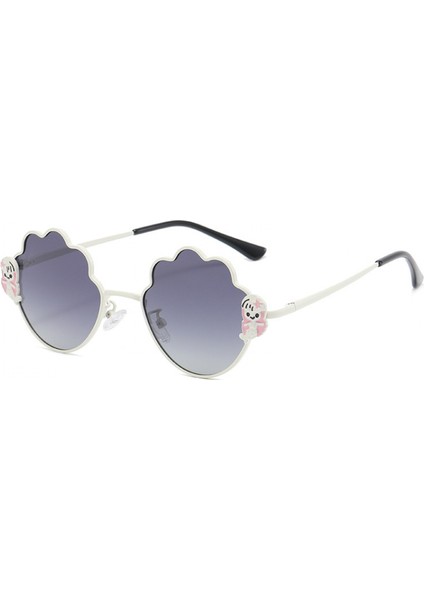 Küçük Denizkızı Çocuk Güneş Gözlüğü Kadın Moda Metal Güneş Gözlüğü Polarize Anti-Uv Güneşlik Güneş Gözlüğü --- Bej Çerçeve Degrade Gri (Yurt Dışından)
