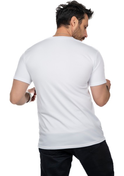 Aşırı Terleme Önleyici Beyaz Bisiklet Yaka Erkek T-Shirt, Ter Sızdırmaz, Çift Katmanlı modelleri