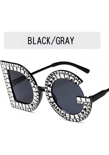 Avrupa ve Amerikan Trendi Büyük Çerçeve Mektup Güneş Gözlüğü Retro Elmas Kaplama Güneş Gözlüğü Kadın Plastik Çerçeve (Yurt Dışından)