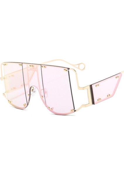 Avekı Düz Üst Büyük Boy Güneş Gözlüğü Kadın Erkek Perçin Ayna Moda Gözlük Retro Kare Gözlük Shades Gözlük, C10 (Yurt Dışından)