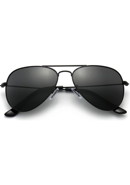 Polarize Çocuk Gençler Gençler Aviator Polarize Güneş Gözlüğü Paslanmaz Çelik Çerçeve Yaylı Menteşe Uv Koruma, Siyah (Yurt Dışından)