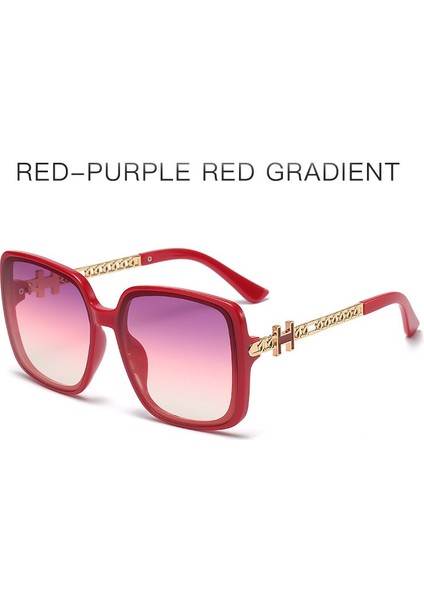 Kadınlar Için Güneş Gözlüğü Moda Büyük Boy Moda Tasarımcısı Stil Degrade UV400 Lens Metal Çerçeve (Yurt Dışından)