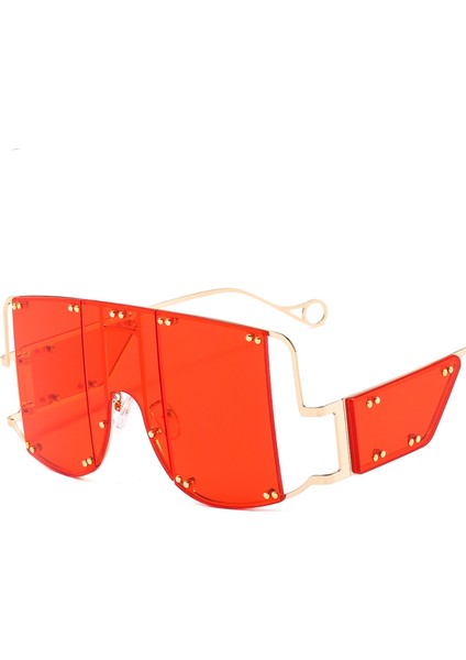 Avekı Düz Üst Büyük Boy Güneş Gözlüğü Kadın Erkek Perçin Ayna Moda Gözlük Retro Kare Gözlük Shades Gözlük, C3 (Yurt Dışından)