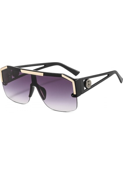 Kare Düz Üst Kalkan Güneş Gözlüğü Tek Parça Çerçevesiz Şık Kadın Erkek (Yurt Dışından)