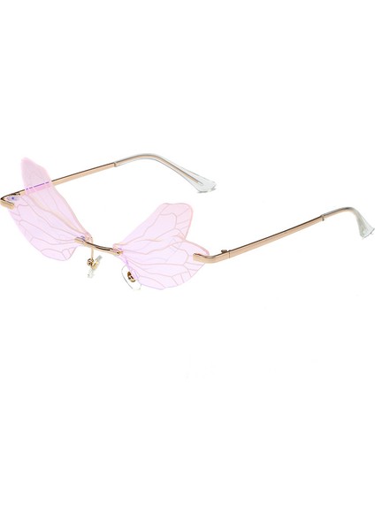 Dragonfly Kanat Şekli Güneş Gözlüğü Kadınlar/erkekler Için Çerçevesiz Düzensiz Gözlük Shades Parti Güneş Gözlükleri (Yurt Dışından)